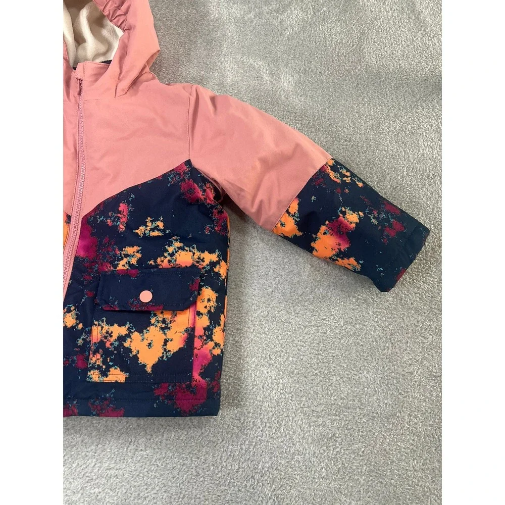 Swiss Tech Girls 4T 3-in-1 Systems Winter Jacket Pink Navy Abstract Fleece Liner